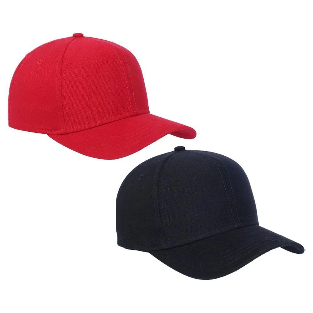 Bonés lisos nas cores vermelho e preto