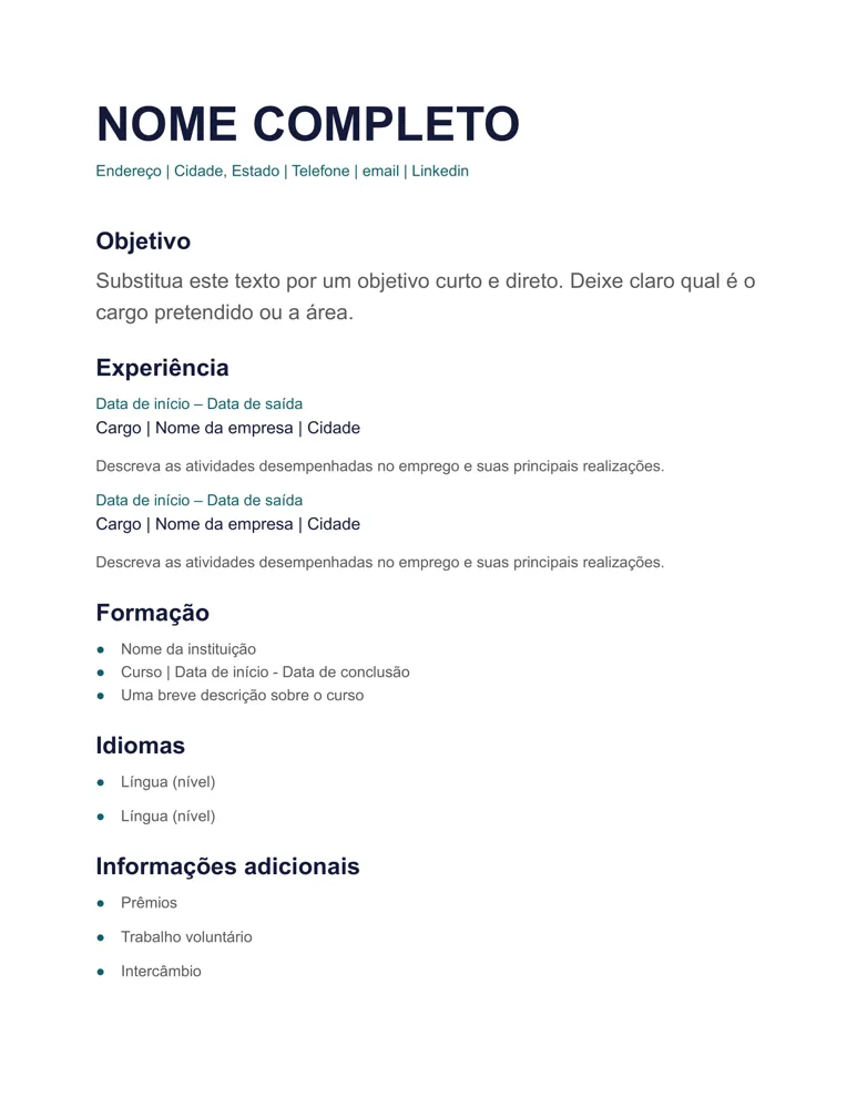 Modelo de currículo